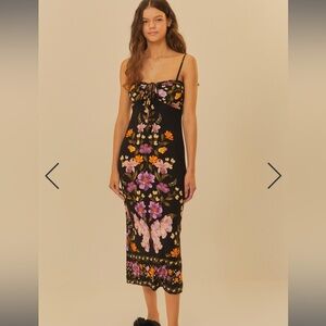 NWT Current Season Brazil Farm Rio Ribbed Midi Dress Butterfly